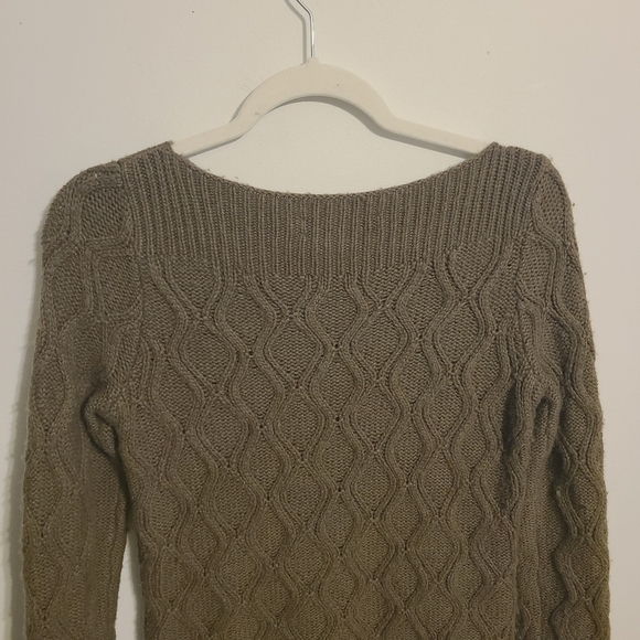 LOFT | Women's Olive Green/Brown Cable Knit Wool Blend Sweater (Size Medium) - Picture 12 of 14